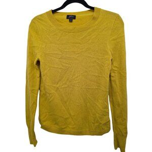 J. Crew Yellow 100% Cashmere Crewneck Sweater Women's Small Long Sleeve Soft Pul